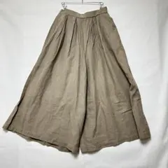 サマンサモスモス　ベージュワイドパンツ フリーサイズ　綿麻