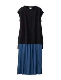 ain（アイン）プリーツスカートレイヤード風ワンピース　マタニティ・授乳服