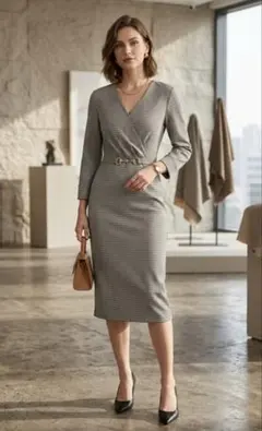 H&M 千鳥格子 カシュクールワンピース