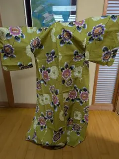 オリーブグリーン 花柄 浴衣