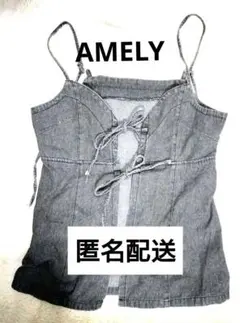 AMELY リボン デニムキャミソール ウォッシュブラック 匿名配送のサムネイル