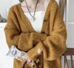 【年末処分】JAVA ブークレ Vネックカーディガン