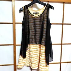 【セシルマクビー】ノースリーブ チュニック・ ワンピース　ブラックとイエロー