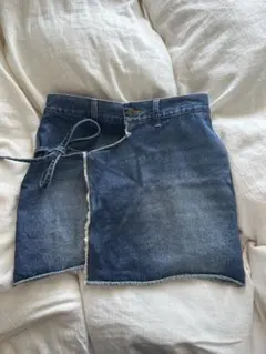 デニム ラップスカート Fサイズ ウエストリボン付き