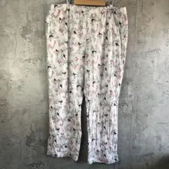 E206古着　パジャマパンツ　白　柄　90s Y2K