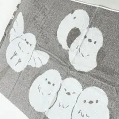 シマエナガ 〇 ミニバスタオル 可愛いジャガード柄 ナチュラルベージュ