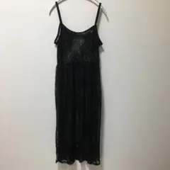 ❤️未使用❤️FUN❤️　花柄レース　ロングキャミソールワンピース　ブラック　Fサイズ