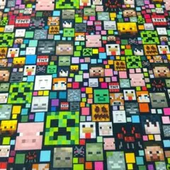 マインクラフト生地①黒ブラック手芸ハンドメイドはぎれハギレ男の子マイクラ入学準備