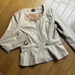 フェイクレザージャケット　beige M