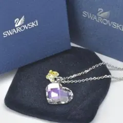 極美品 スワロフスキー ネックレス ハート バタフライ シルバー ストーン 箱付