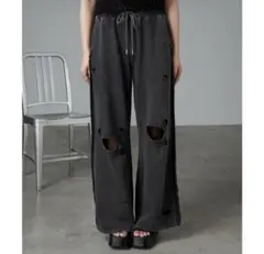 RAY CASSIN ダメージピグメント スウェットパンツ ブラック