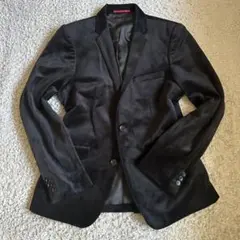 セマンティックデザイン ベロア テーラードジャケット ブラック M
