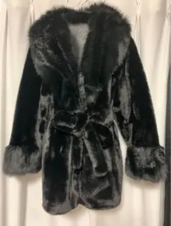 ブラック フェイクファー コート Lサイズ