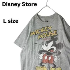 古着 ミッキーマウス オールドプリント Tシャツ ステッチ つぎはぎ グレー L