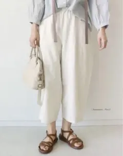 SamansaMos2新品タグ付き ポケットギャザーパンツ オフホワイト