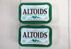 (良品中古) ALTOIDS 材質スチール製 空き缶2個セット 緑2個