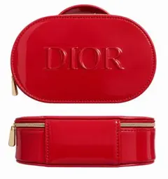 DIOR レッド ポーチ エナメル調　ノベルティ