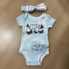 NIKE 夏　ロンパース　海外デザイン　70-80 蝶々　タイダイ水色