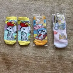 スヌーピー ミニオン キッズ靴下 3足セット　20-24センチ