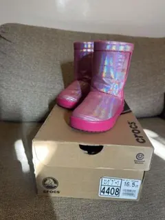 【箱&型崩れ防止紙付き】crocs キラキラ ピンク スノーブーツ