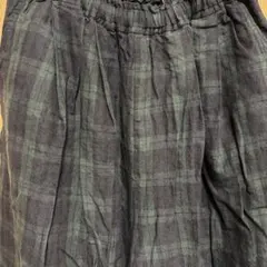 a+koloni ダークグリーン・ブラックチェック ガウチョパンツ