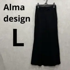 中古L 【Alma design】リブニットスカート ブラック