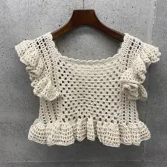 フリルベスト　ハンドメイド　かぎ針編み