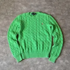 み*く様 ラルフローレン ケーブルニット セーター 緑系 M相当