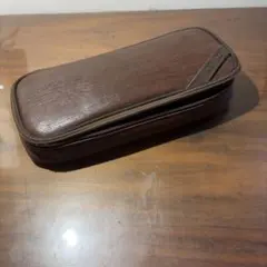 Loonloonブラウン ペンケース メッシュポケット付き