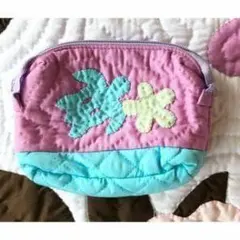 在庫一掃セール!!バイカラーポーチ♡ホヌ/プルメリア♡パープル♡ハワイアンキルト