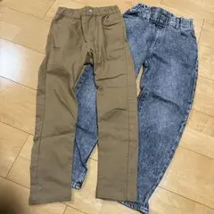 超美品　しまむら　デニム風　ベージュ長ズボン2枚130