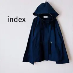 ＊インデックス＊フード付ドロストジャケット ジャンパー M 紺 綺麗めカジュアル