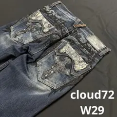 Y2K Cloud72 クロス刺繍 デニム W29 十字架 ドクロ お兄系