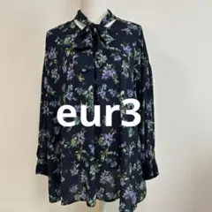 【美品】エウルキューブ 花柄 ボウタイ 3way シフォンブラウス チュニックのサムネイル