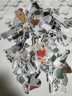 40＋おまけ付手帳デコ人物ステッカーセット シール ファッション女の子コラージュ