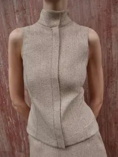 ZARA セットアップ　ゴールデンブラウン ベージュ ノースリーブトップス XS