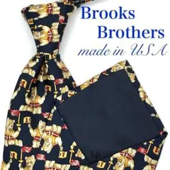 【美品】Brooks Brothers ネクタイ クマ 動物 ネイビー 聖火
