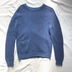 BLUE BLUE ミックスコットン　藍染　ニットセーター　藍色　サイズ3 美品のサムネイル