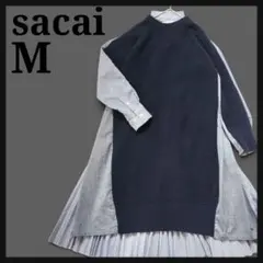 sacai サカイ ニット×シャツワンピース ストライプ ドッキング Mサイズ