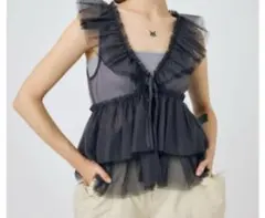 本日限定値下げMOUSSY FRILLY FULL ジレ　マウジーフリルブラウス