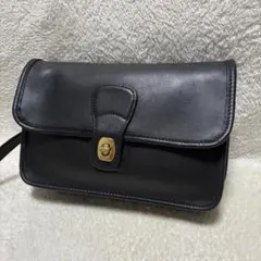 COACH オールドコーチ バイカラー2WAYショルダーバッグ レザー 黒 茶