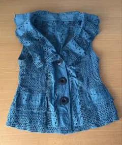 エイココンドウ EIKO KONDO ベスト ジレ 総柄 フリル - メルカリ