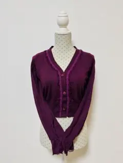 極美品⭐️axes femme アクシーズ カーディガン バラ釦 レース ワイン