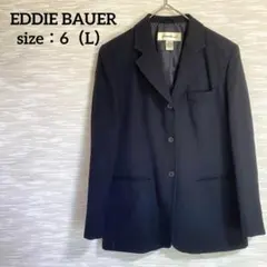 EDDIE BAUER テーラードジャケット【L】ウール ビジネス 黒 0974