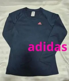 美品★匿名配送 adidas レディース ランニングウェア 長袖 S ネイビー
