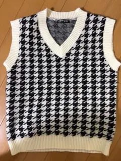SHEIN ニットベスト Mサイズ 白黒