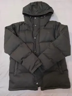 ダークグレー フード付きダウンジャケット