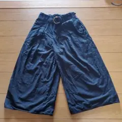 ネイビー ワイドパンツ 100%コットン