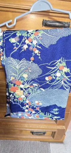 綿 浴衣 紺×白＋薄桃の絞り風柄 ふんわり柔らか着心地良いリップル生地