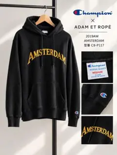 Champion × ADAM ET ROPÉ パーカー AMSTERDAM 黒